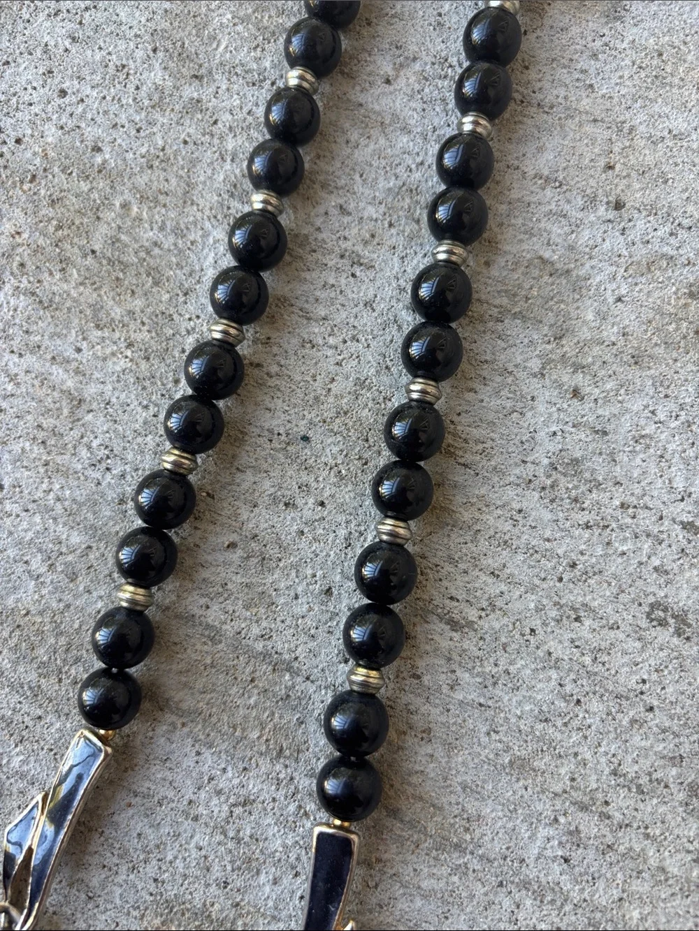 Vintage Black Modernist Statement with Sculpted Black Enamel Pendant